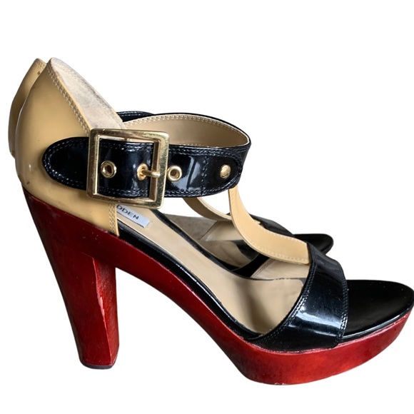 Steve Madden Casita black, brown, and tan chunky heel shoes, size 9 - Picture 6 of 14